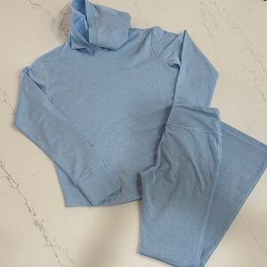 Light Blue Hoodie and Flare Leggings Set